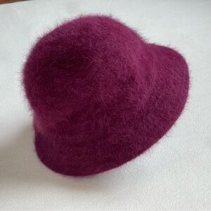 berry/magenta fuzzy angora blend y2k bucket hat